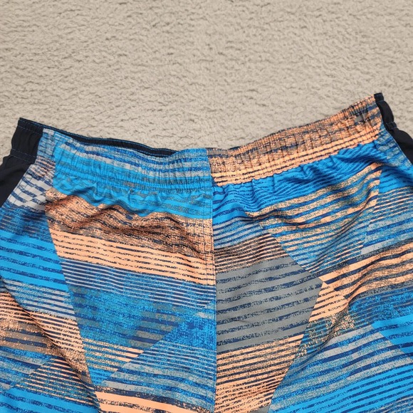 Nike Shorts Mens Large Blue Swim Trunks Lined Striped Geometric Swoosh Logo - Picture 5 of 14